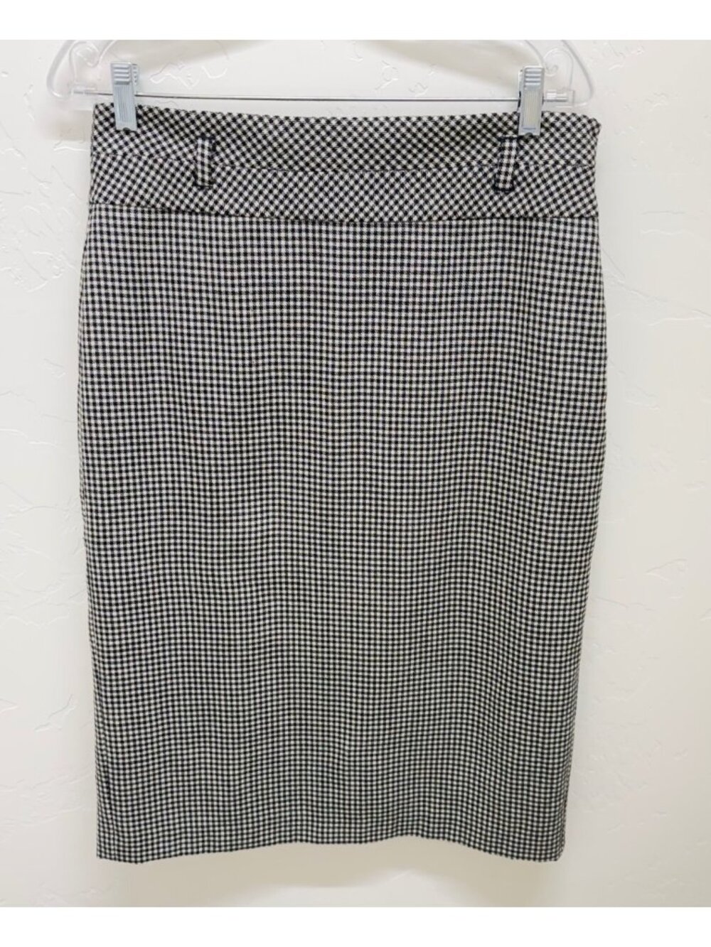 Liz Claiborne Midi Length Wool Houndstooth Pencil Skirt Sz 10 Black & White